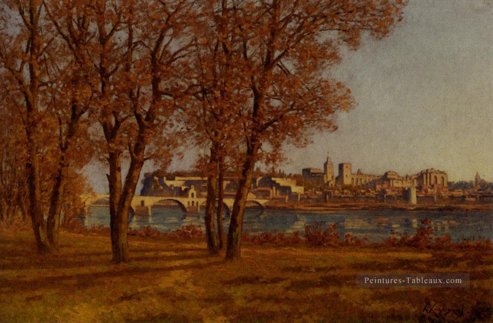 Le Chateau Des Papes A Avignon Barbizon Paysage Henri Joseph Harpignies Peintures à l'huile
